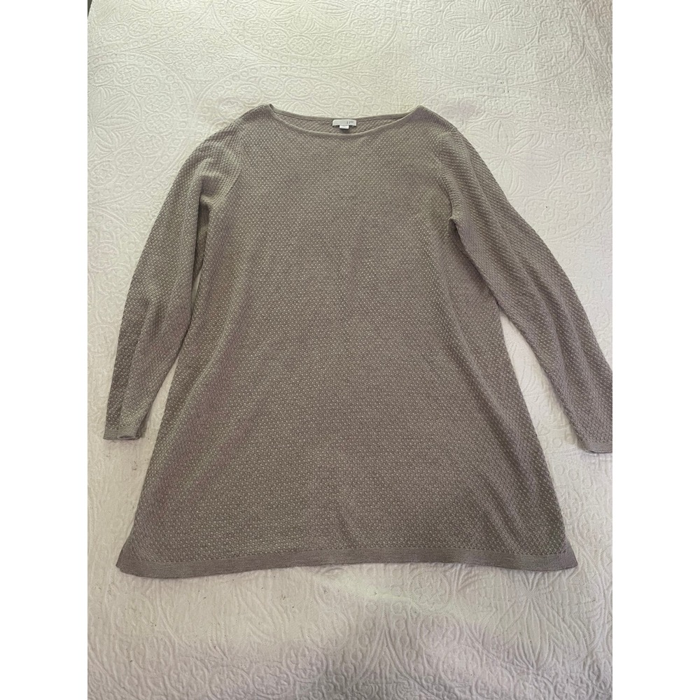 J. Jill Pure Jill Taupe‎ Tan Textured Knit Tunic Sweater Women's Medium Petite